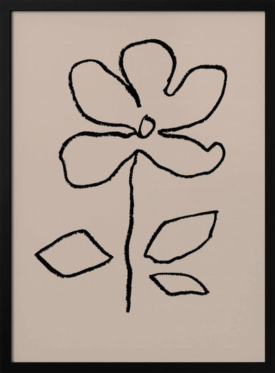 Oil Pastel Flower Black - Stretched Canvas, Poster or Fine Art Print I Heart Wall Art