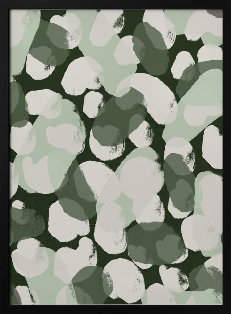 Green Round Strokes Pattern - Stretched Canvas, Poster or Fine Art Print I Heart Wall Art