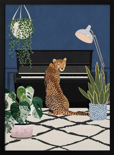 Cheetah playing piano - Stretched Canvas, Poster or Fine Art Print I Heart Wall Art