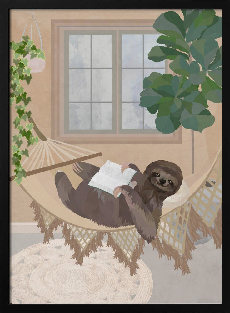 Lazy sloth in hammock - Stretched Canvas, Poster or Fine Art Print I Heart Wall Art