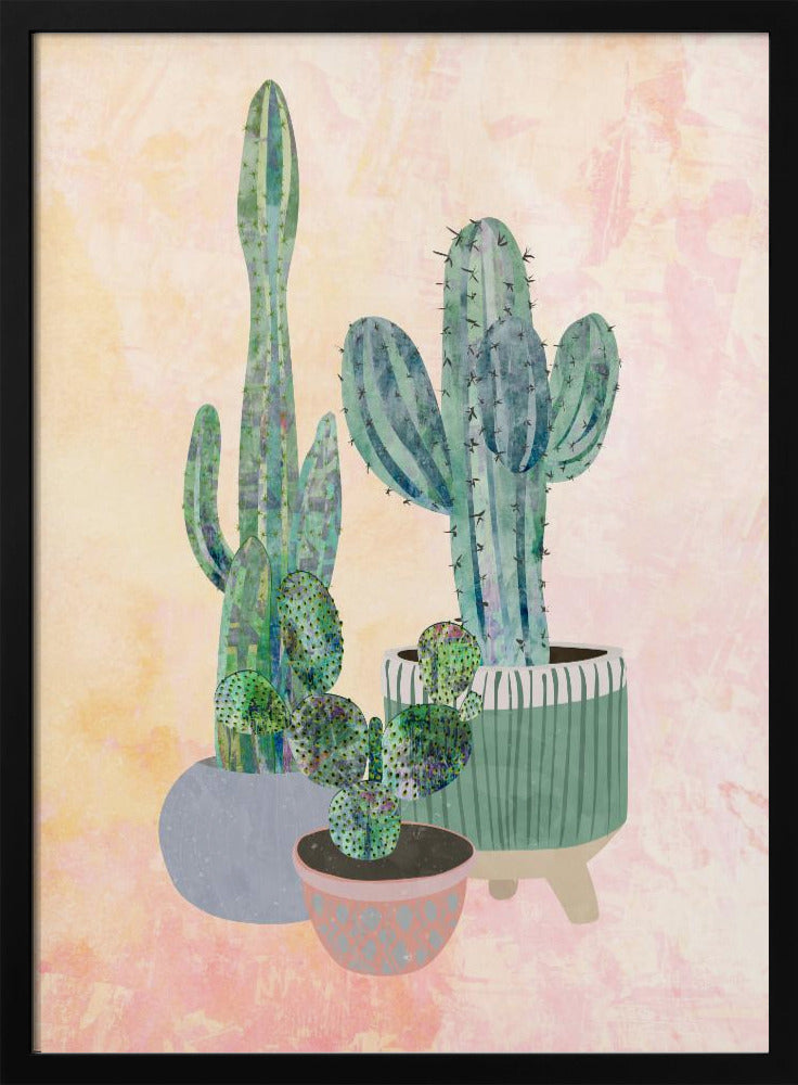 Boho Cactus Trio - Stretched Canvas, Poster or Fine Art Print I Heart Wall Art