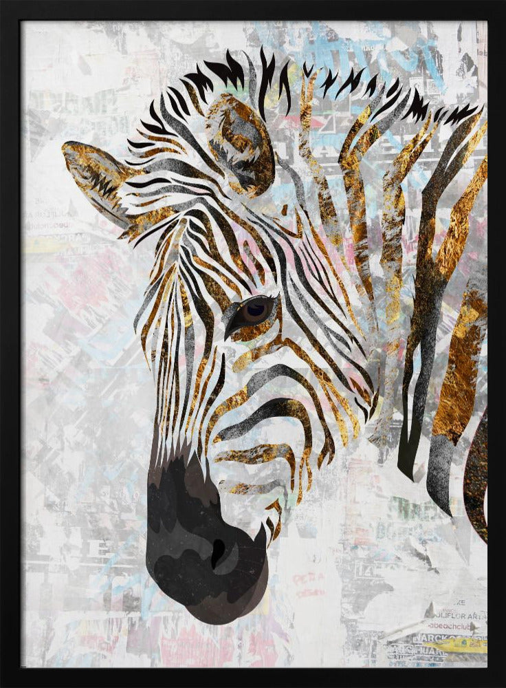 Grunge gold zebra - Stretched Canvas, Poster or Fine Art Print I Heart Wall Art