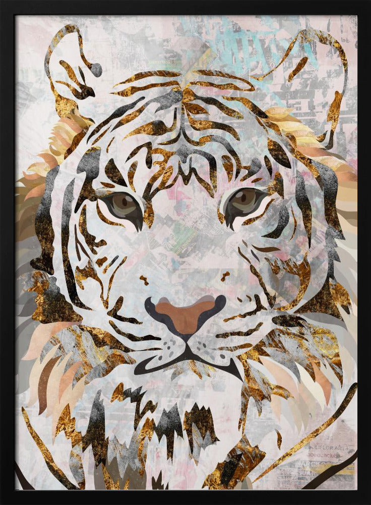 Grunge Gold Tiger - Stretched Canvas, Poster or Fine Art Print I Heart Wall Art