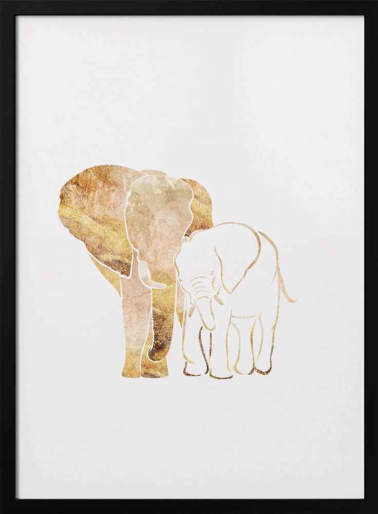 White Gold Elephants 2 - Stretched Canvas, Poster or Fine Art Print I Heart Wall Art