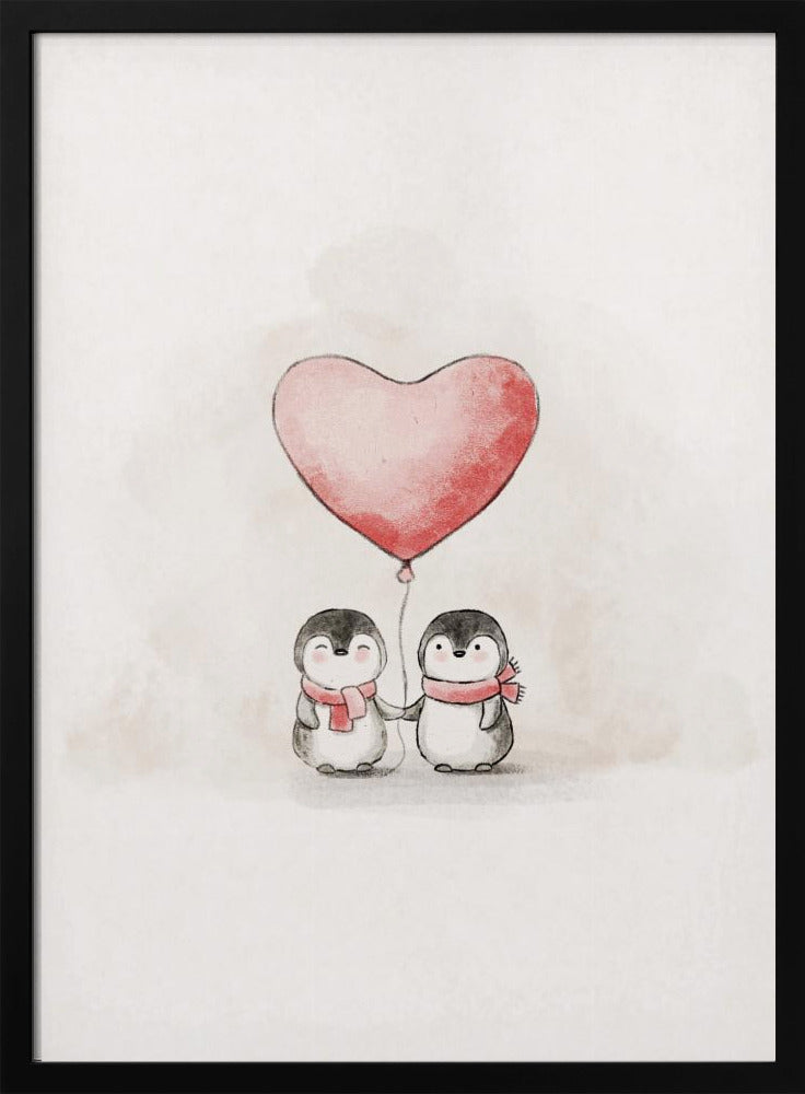 Penguin in Love - Stretched Canvas, Poster or Fine Art Print I Heart Wall Art