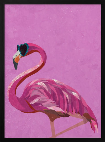 Magenta Metallic Flamingo - Stretched Canvas, Poster or Fine Art Print I Heart Wall Art