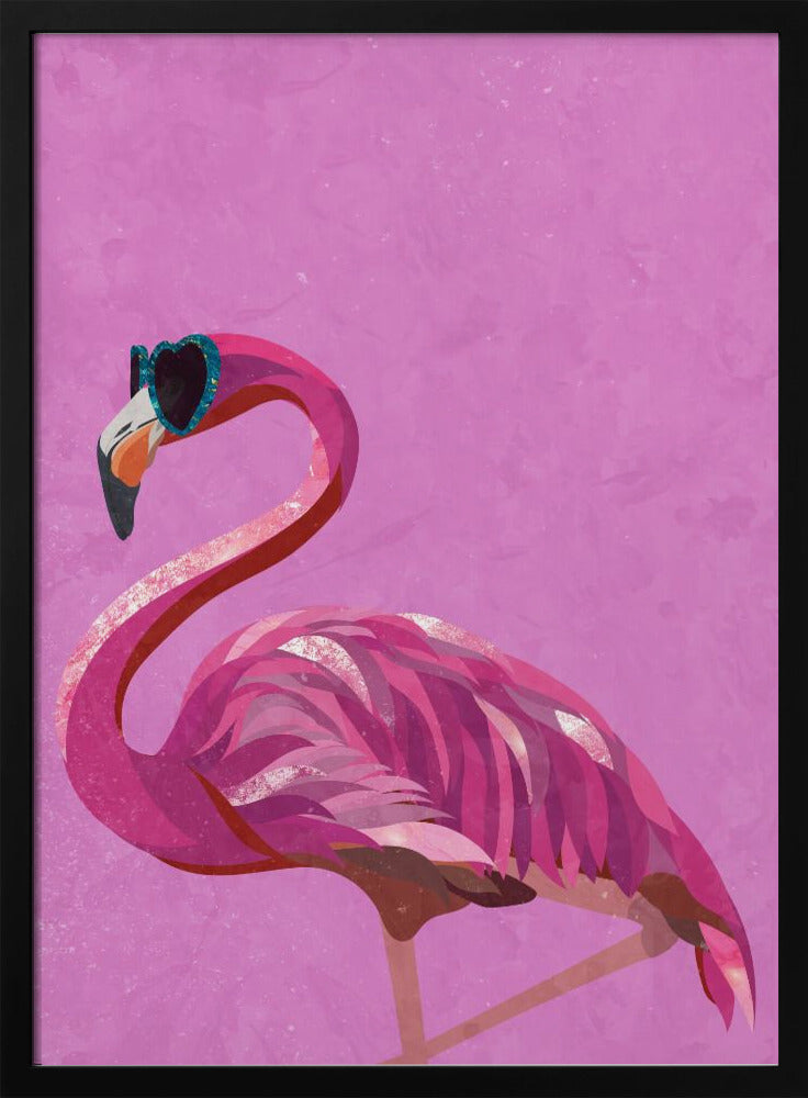 Magenta Metallic Flamingo - Stretched Canvas, Poster or Fine Art Print I Heart Wall Art