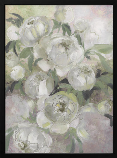 Sady painterly florals in green - Stretched Canvas, Poster or Fine Art Print I Heart Wall Art