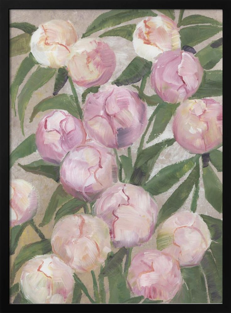 Valenty painterly peonies - Stretched Canvas, Poster or Fine Art Print I Heart Wall Art