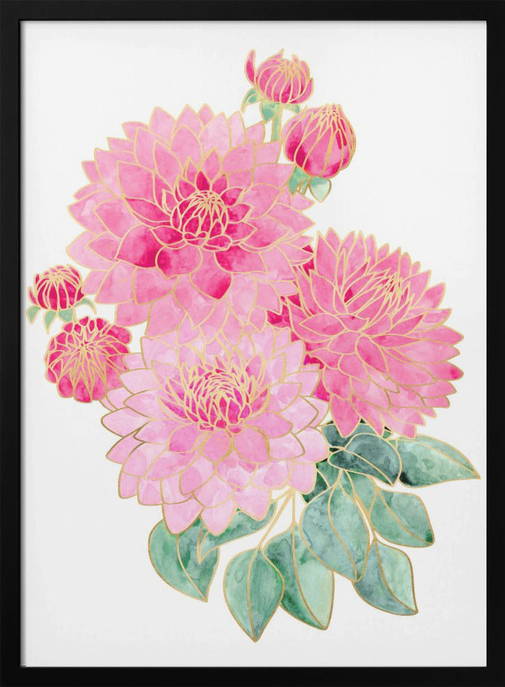 Pacey pink watercolor bouquet - Stretched Canvas, Poster or Fine Art Print I Heart Wall Art