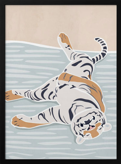 Scandi Sleeping Tiger Children's Art - Stretched Canvas, Poster or Fine Art Print I Heart Wall Art