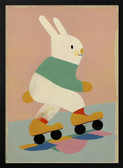 Skating Bunny - Stretched Canvas, Poster or Fine Art Print I Heart Wall Art