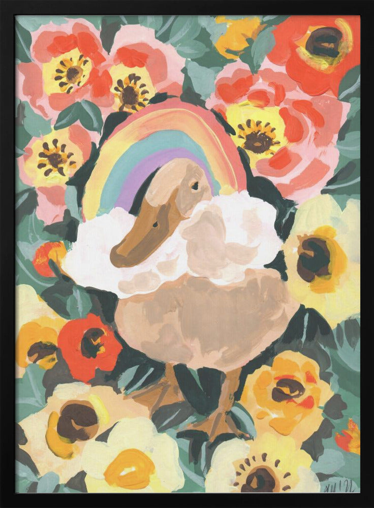 Duck With Rainbow - Stretched Canvas, Poster or Fine Art Print I Heart Wall Art