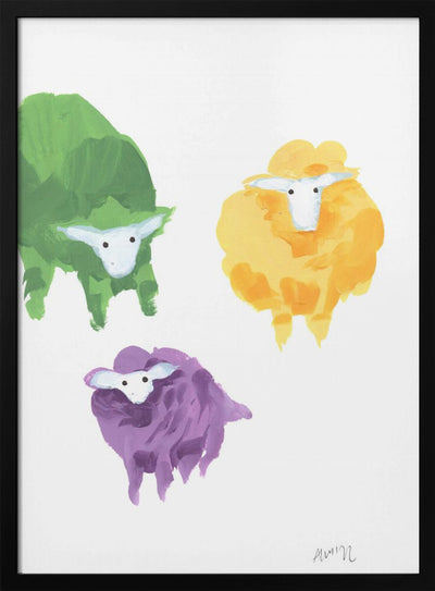 Sheep Triplets - Stretched Canvas, Poster or Fine Art Print I Heart Wall Art