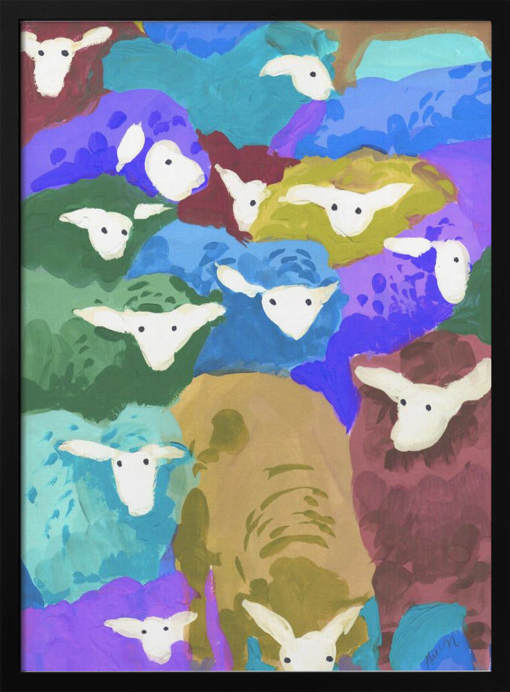 Colorful Sheep Cocktail seaside - Stretched Canvas, Poster or Fine Art Print I Heart Wall Art