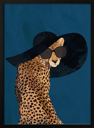 Fashionable Cheetah wearing a sunhat - Stretched Canvas, Poster or Fine Art Print I Heart Wall Art