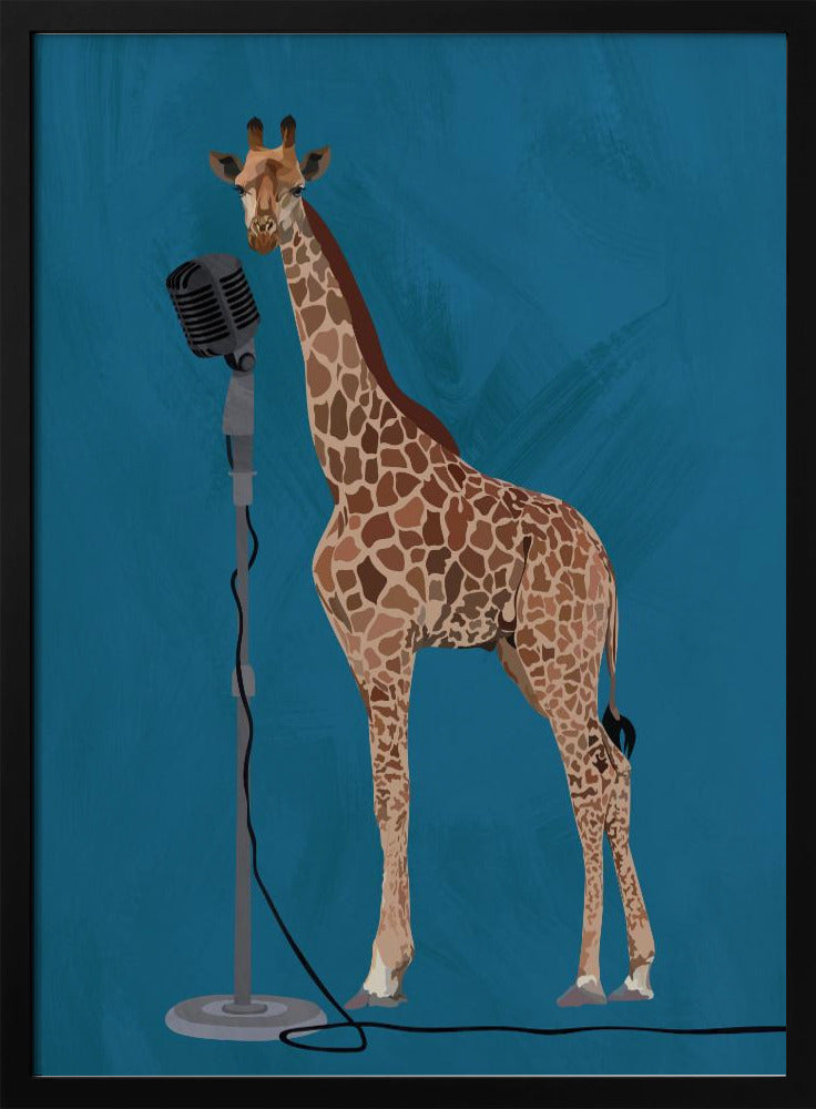 Giraffe Microphone Pink 2 01 - Stretched Canvas, Poster or Fine Art Print I Heart Wall Art