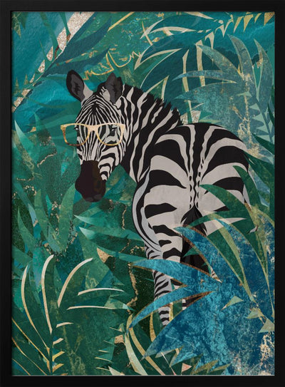 Zebra in the jungle 2 - Stretched Canvas, Poster or Fine Art Print I Heart Wall Art