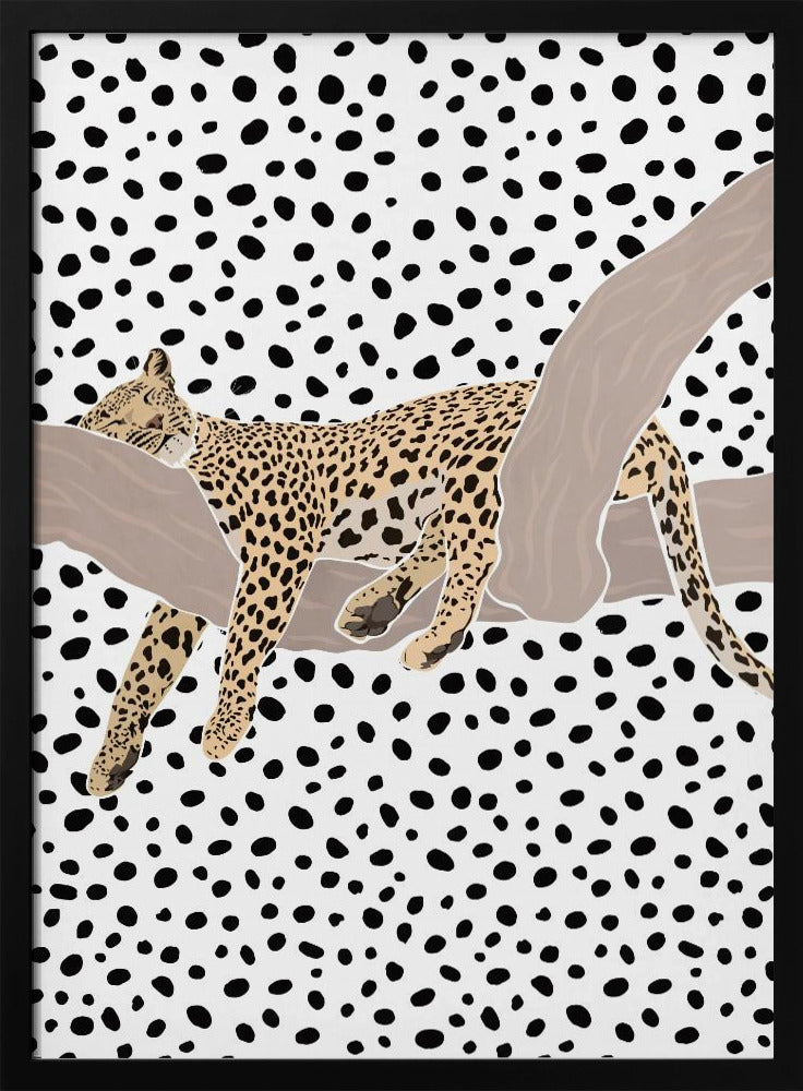 Leopard Sleeping Polkadots - Stretched Canvas, Poster or Fine Art Print I Heart Wall Art