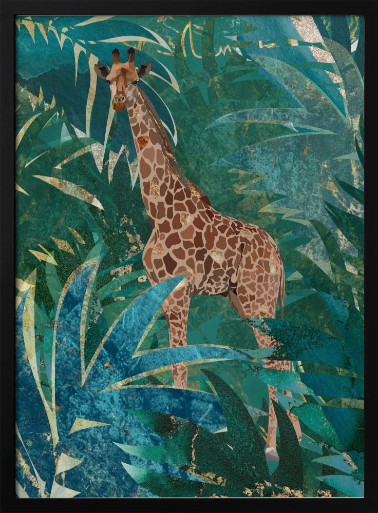 Giraffe in the jungle - Stretched Canvas, Poster or Fine Art Print I Heart Wall Art