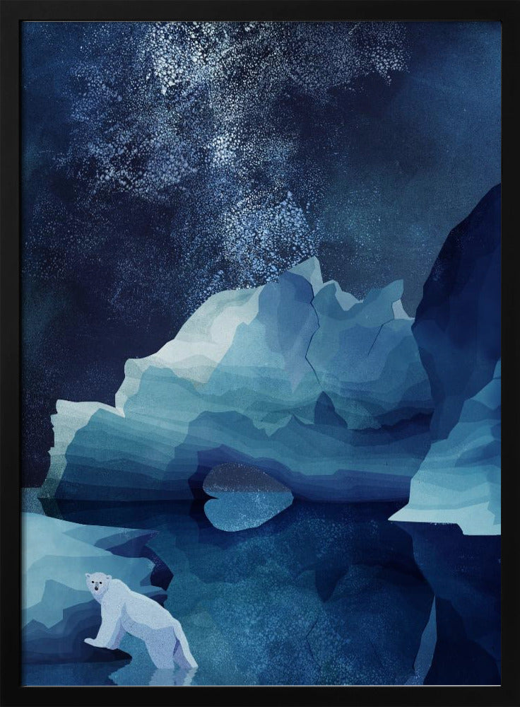 Polar Bear By Night - Stretched Canvas, Poster or Fine Art Print I Heart Wall Art