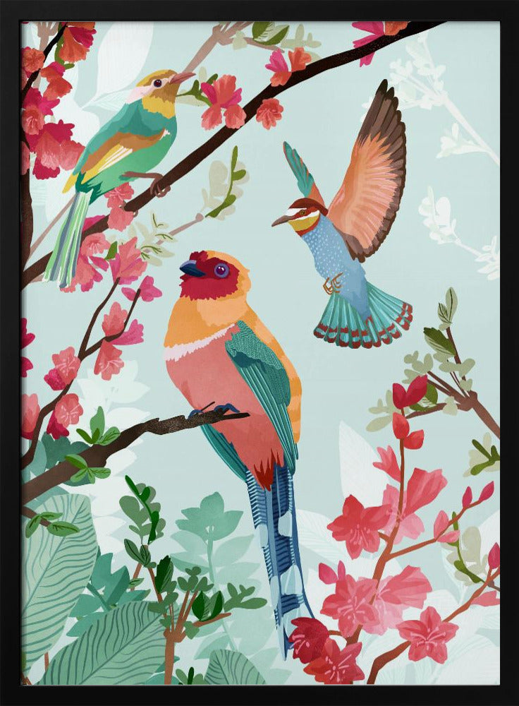 Birds of Summer - Stretched Canvas, Poster or Fine Art Print I Heart Wall Art