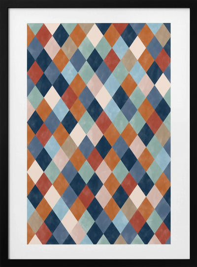 Harlequin Pattern With Multicolored Diamond hapes - Stretched Canvas, Poster or Fine Art Print I Heart Wall Art