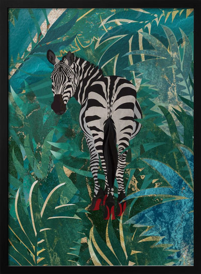 Zebra wearing heels in the jungle - Stretched Canvas, Poster or Fine Art Print I Heart Wall Art