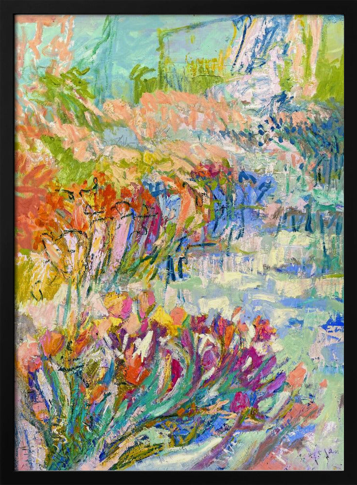 Vibrant Garden Path - Stretched Canvas, Poster or Fine Art Print I Heart Wall Art