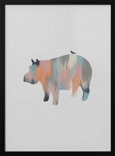 Pastel Hippo - Stretched Canvas, Poster or Fine Art Print I Heart Wall Art