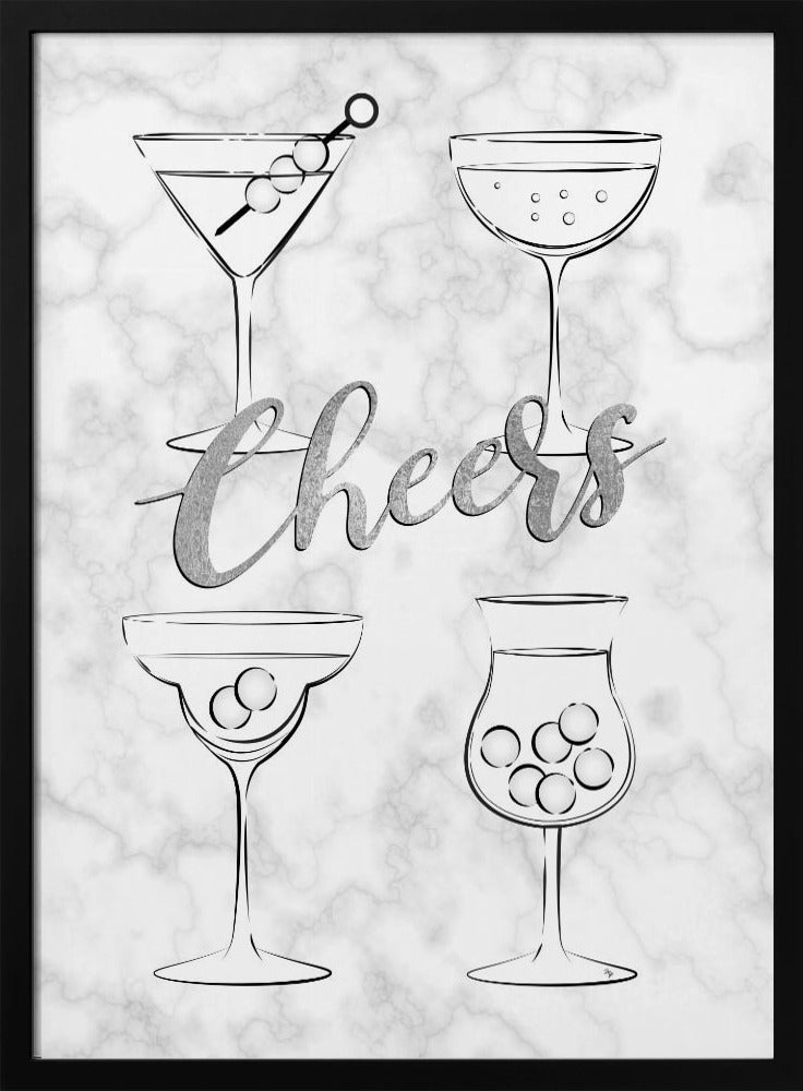 Cheers Cocktails - Stretched Canvas, Poster or Fine Art Print I Heart Wall Art