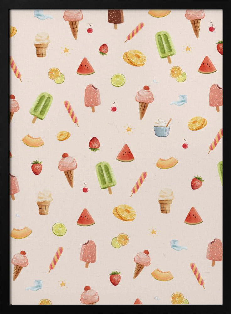 Sweet Ice Cream Pattern - Stretched Canvas, Poster or Fine Art Print I Heart Wall Art