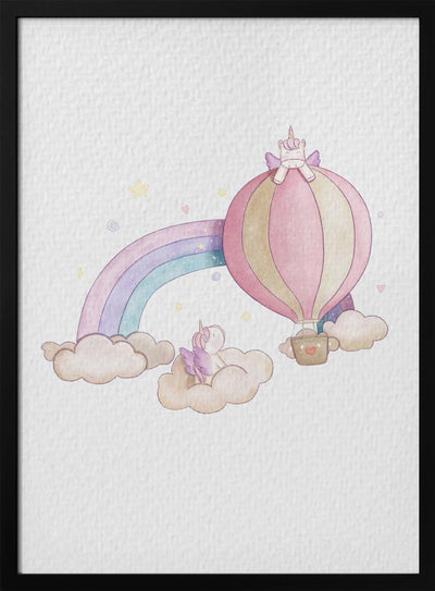 Kawai Cloudy Unicorn - Stretched Canvas, Poster or Fine Art Print I Heart Wall Art