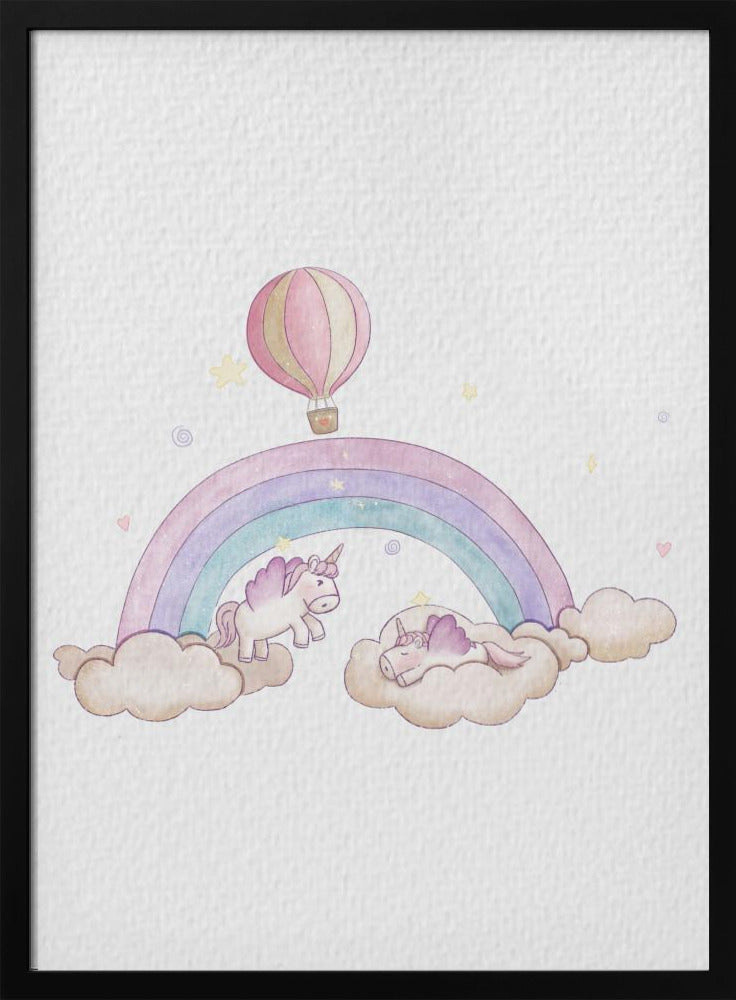 Kawai Cloudy Unicorn - Stretched Canvas, Poster or Fine Art Print I Heart Wall Art