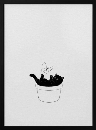 Cute Black Cat - Stretched Canvas, Poster or Fine Art Print I Heart Wall Art