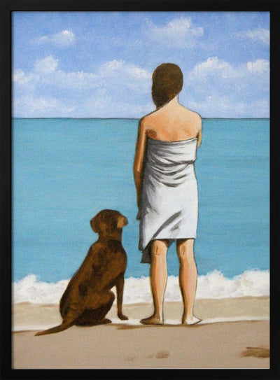 Woman with Dog - Stretched Canvas, Poster or Fine Art Print I Heart Wall Art