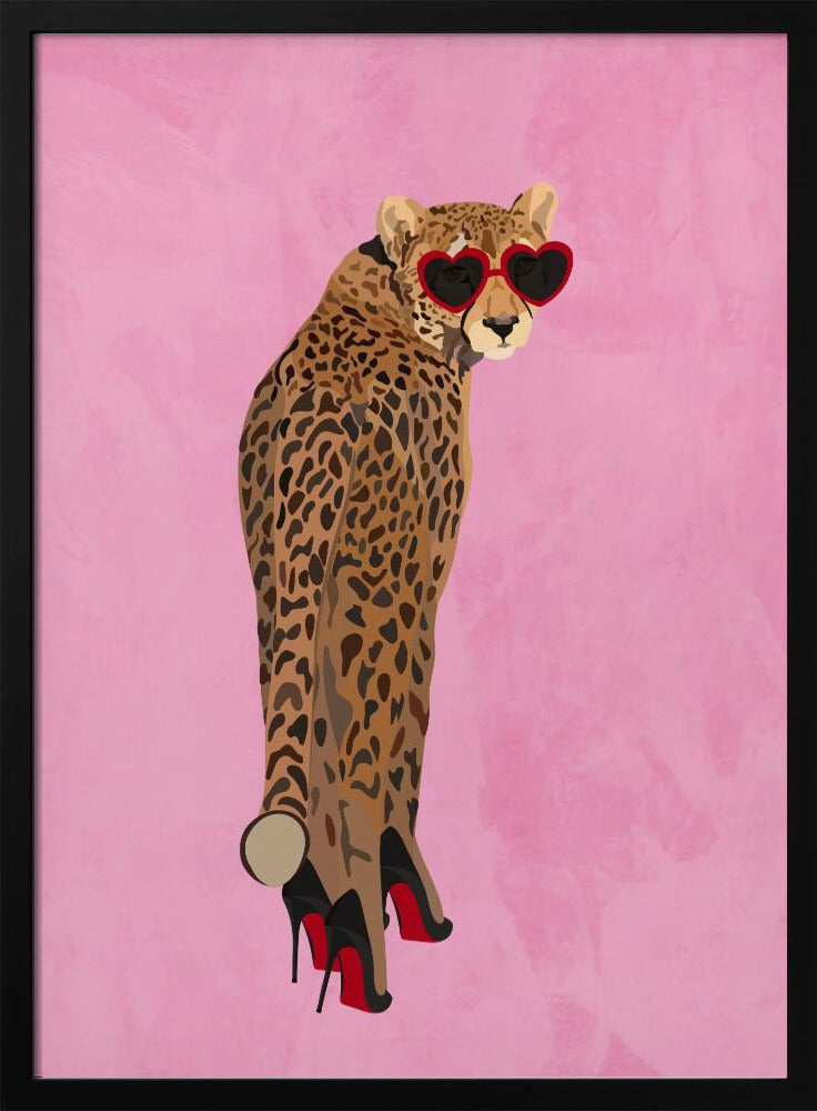 Sexy cheetah in heels - Stretched Canvas, Poster or Fine Art Print I Heart Wall Art