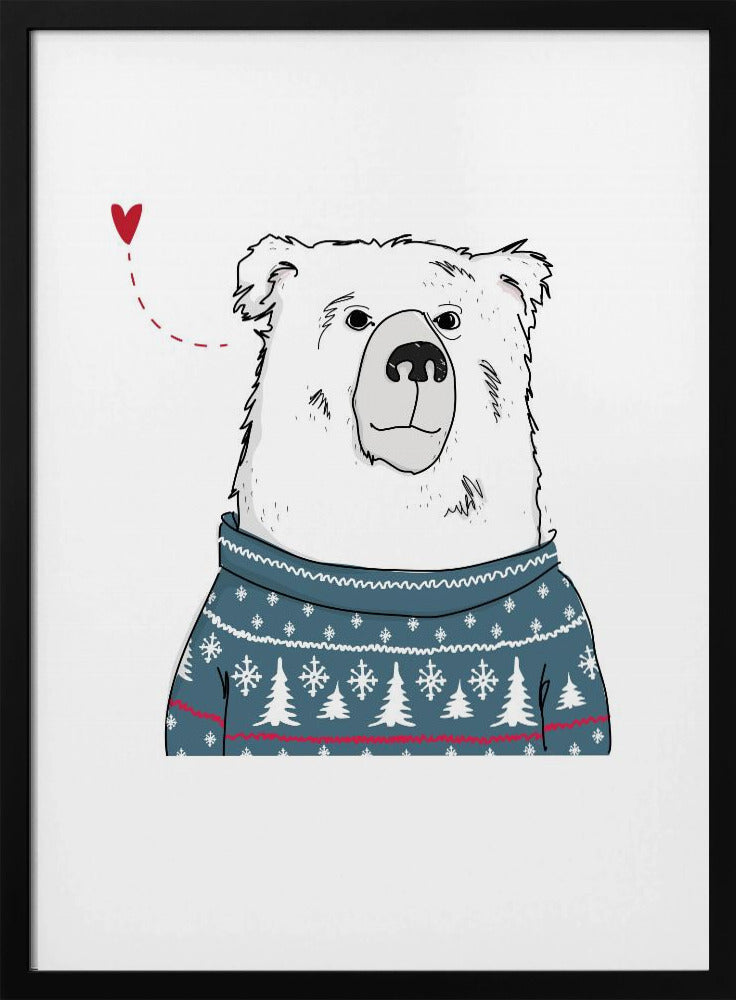 Winter Bear - Stretched Canvas, Poster or Fine Art Print I Heart Wall Art