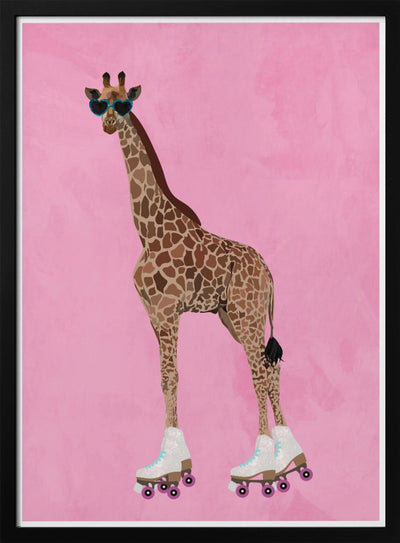 Rollerskating Giraffe - Stretched Canvas, Poster or Fine Art Print I Heart Wall Art