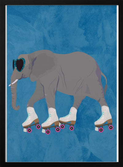 Rollerskating elephant - Stretched Canvas, Poster or Fine Art Print I Heart Wall Art