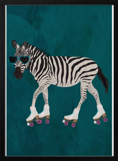 Zebra rollerskating - Stretched Canvas, Poster or Fine Art Print I Heart Wall Art