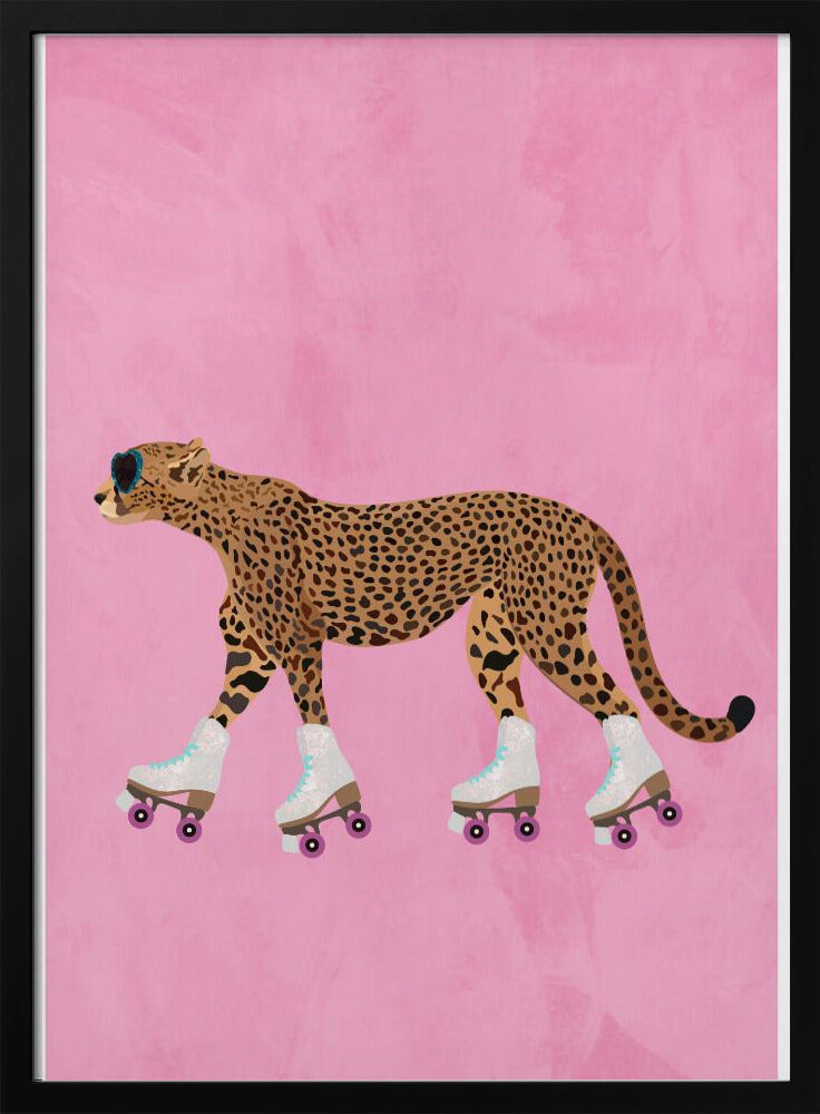 Cheetah rollerskating - Stretched Canvas, Poster or Fine Art Print I Heart Wall Art