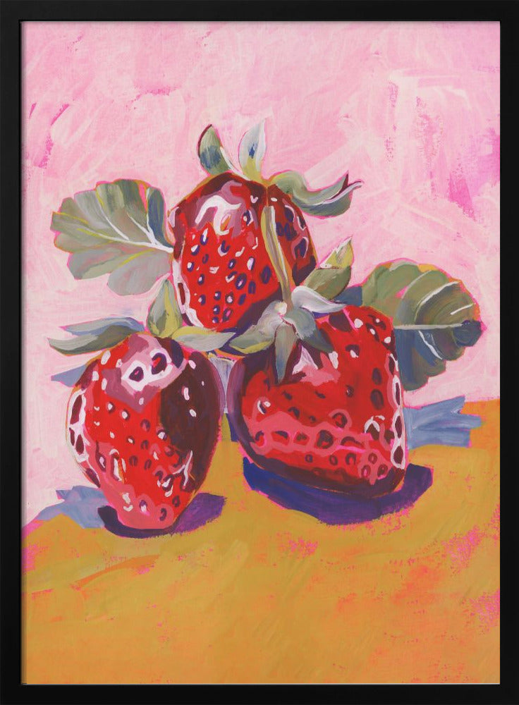 Fresh Paintainly Strawberries - Stretched Canvas, Poster or Fine Art Print I Heart Wall Art