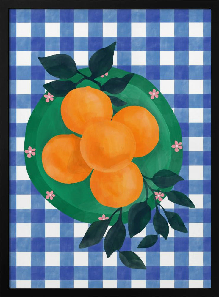 Checkered Citrus Charm - Stretched Canvas, Poster or Fine Art Print I Heart Wall Art
