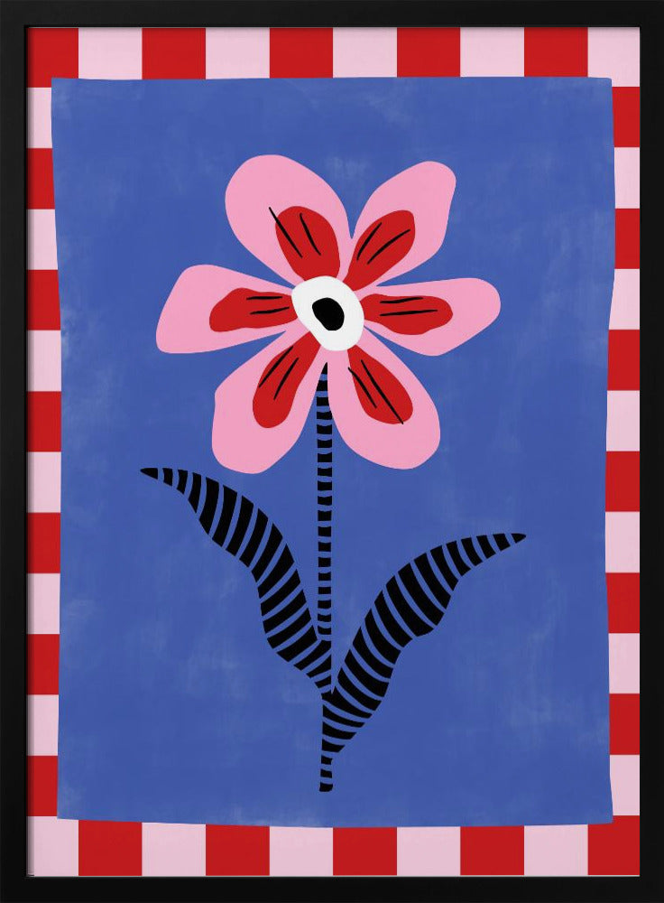 Flower with Pink Petals and Striped Leaves - Stretched Canvas, Poster or Fine Art Print I Heart Wall Art
