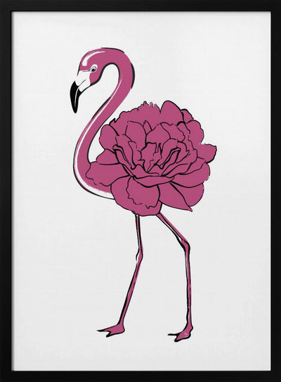 Peony Flamingo - Stretched Canvas, Poster or Fine Art Print I Heart Wall Art