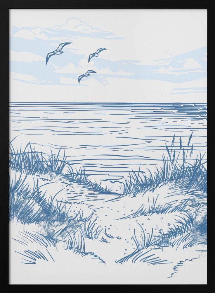 Seascape Sketch - Stretched Canvas, Poster or Fine Art Print I Heart Wall Art