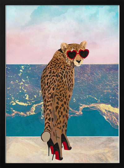 Cheetah on holiday - Stretched Canvas, Poster or Fine Art Print I Heart Wall Art