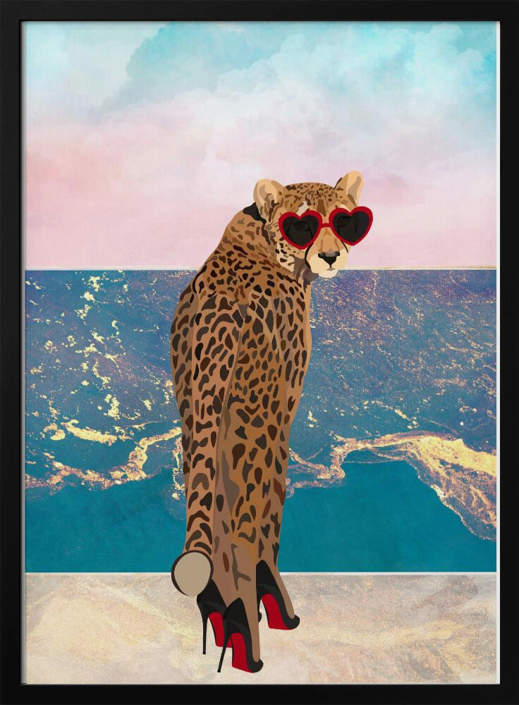 Cheetah on holiday - Stretched Canvas, Poster or Fine Art Print I Heart Wall Art