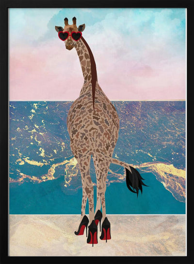 Giraffe on holiday - Stretched Canvas, Poster or Fine Art Print I Heart Wall Art